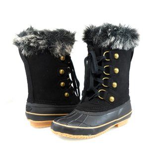 NEW Juicy Couture Waterproof Lace-Up Faux Fur Trim Duck Toe Winter Snow Boot 6